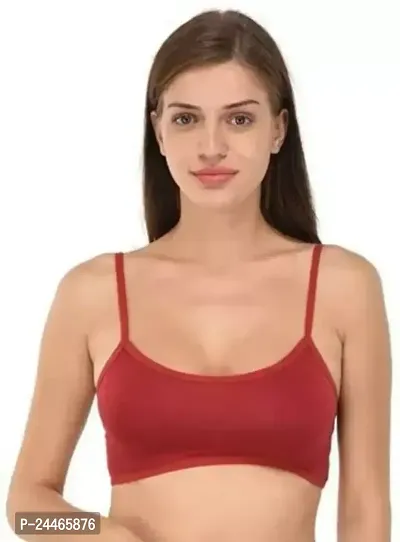 Stylish Red Cotton Solid Bralette Combo For Women Single Pack-thumb0