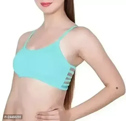 Stylish Blue Cotton Solid Bralette Combo For Women Single Pack-thumb0