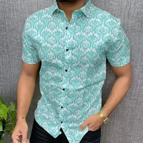 Trendy Men Blend Short Sleeves Casual Shirt