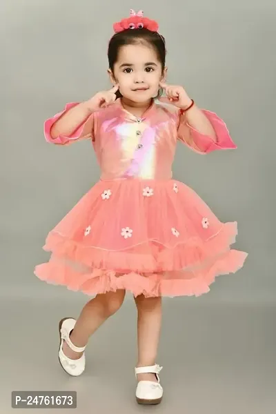 FB Empire Girls' NetCasual Knee Length Dress (M001)
