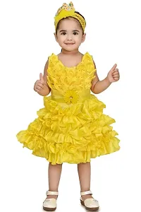 FB Empire Girls' PolyesterCasual Knee Length Dress (Yellow, 1-2 Years/P001)-thumb3