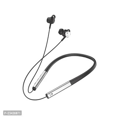 Silver 25 Hours Battery Backup Bluetooth Neckband with ENC and IPX5 Water Resistant Wireless Headset