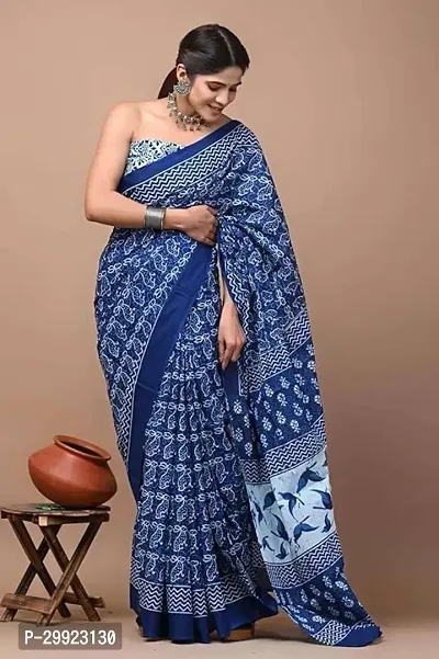 Elegant Multicoloured Cotton Printed Ready To Wear Stitched Saree For Women-thumb0