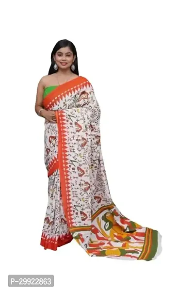 Elegant Multicoloured Cotton Printed Ready To Wear Stitched Saree For Women-thumb0