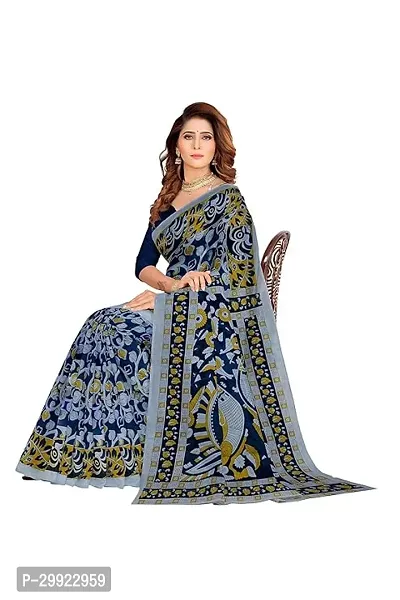 Elegant Multicoloured Cotton Printed Ready To Wear Stitched Saree For Women