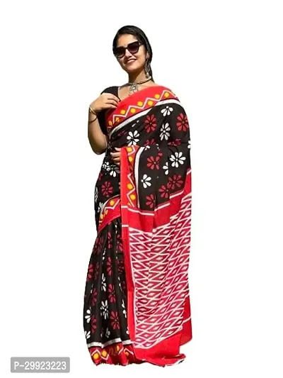 Elegant Multicoloured Cotton Printed Ready To Wear Stitched Saree For Women-thumb0