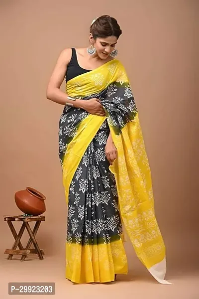 Elegant Multicoloured Cotton Printed Ready To Wear Stitched Saree For Women