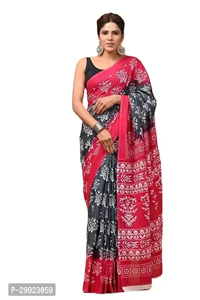 Elegant Multicoloured Cotton Printed Ready To Wear Stitched Saree For Women-thumb0