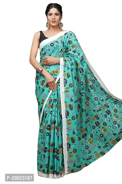 Elegant Multicoloured Cotton Printed Ready To Wear Stitched Saree For Women-thumb0