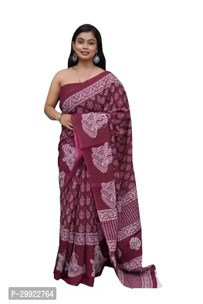 Elegant Multicoloured Cotton Printed Ready To Wear Stitched Saree For Women-thumb0