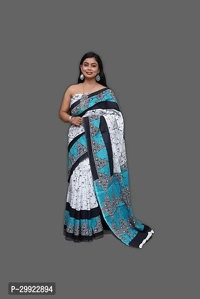 Elegant Multicoloured Cotton Printed Ready To Wear Stitched Saree For Women-thumb0