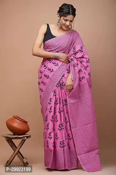 Elegant Multicoloured Cotton Printed Ready To Wear Stitched Saree For Women-thumb0