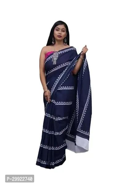 Elegant Multicoloured Cotton Printed Ready To Wear Stitched Saree For Women-thumb0