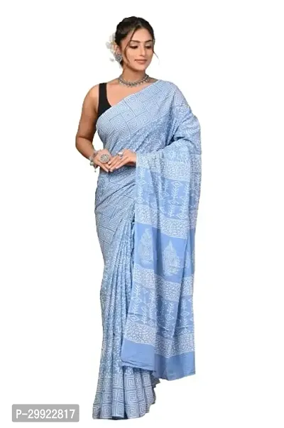 Elegant Multicoloured Cotton Printed Ready To Wear Stitched Saree For Women-thumb0