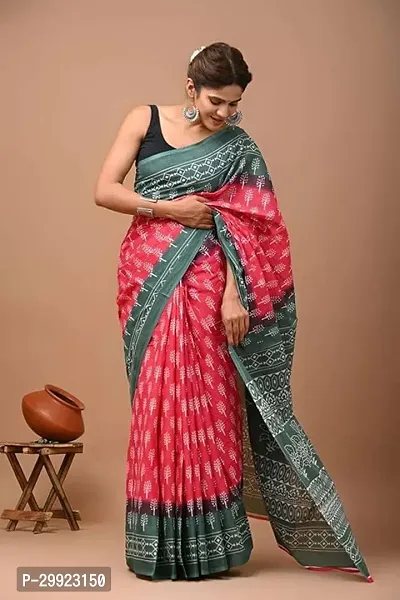 Elegant Multicoloured Cotton Printed Ready To Wear Stitched Saree For Women-thumb0