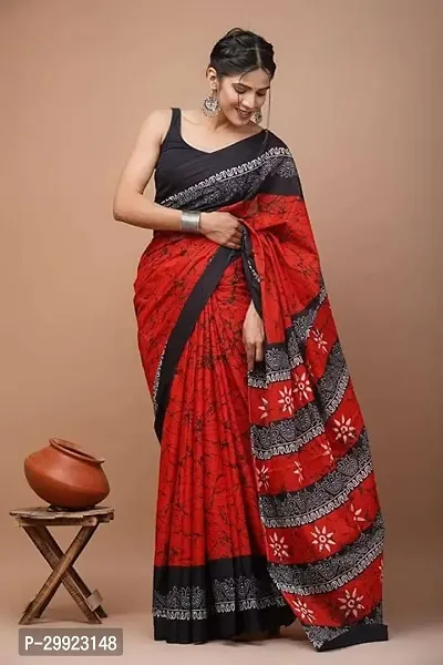 Elegant Multicoloured Cotton Printed Ready To Wear Stitched Saree For Women-thumb0