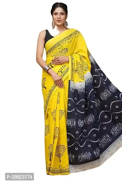 Elegant Multicoloured Cotton Printed Ready To Wear Stitched Saree For Women-thumb0