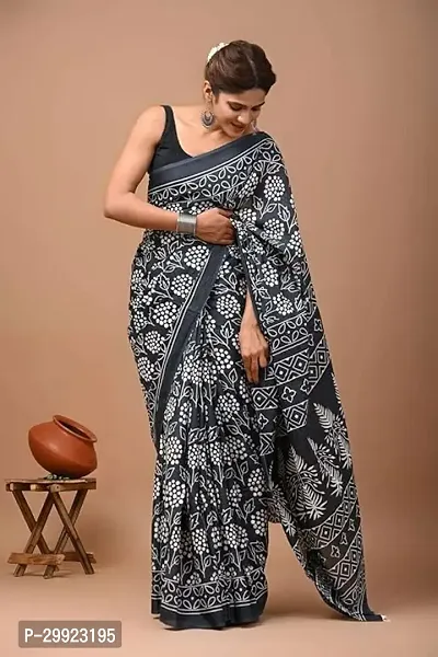 Elegant Multicoloured Cotton Printed Ready To Wear Stitched Saree For Women-thumb0