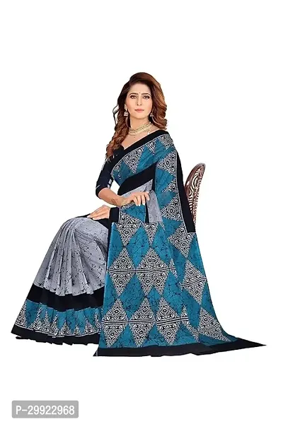 Elegant Multicoloured Cotton Printed Ready To Wear Stitched Saree For Women-thumb0