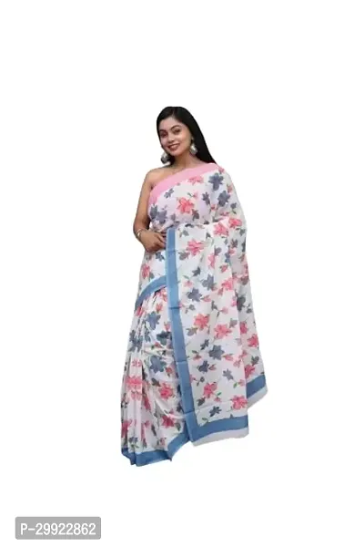 Elegant Multicoloured Cotton Printed Ready To Wear Stitched Saree For Women-thumb0