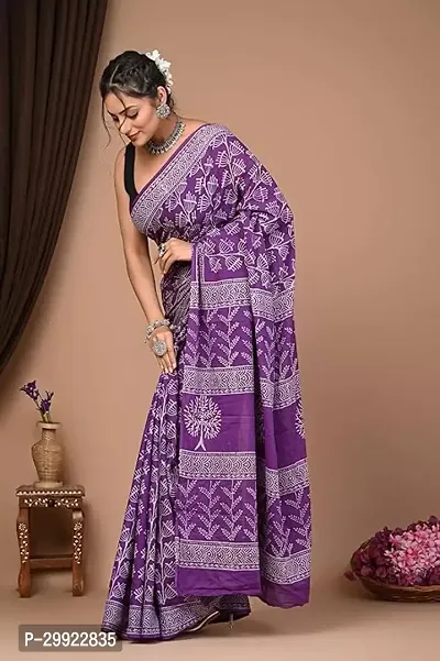 Elegant Multicoloured Cotton Printed Ready To Wear Stitched Saree For Women-thumb0