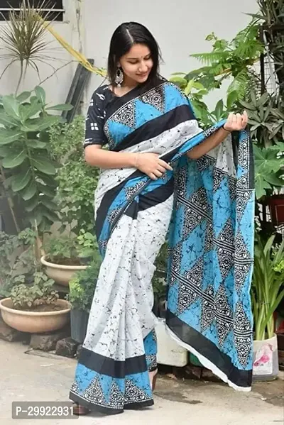 Elegant Multicoloured Cotton Printed Ready To Wear Stitched Saree For Women