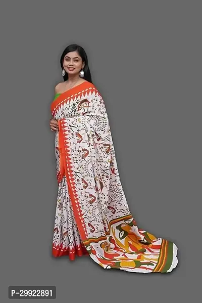 Elegant Multicoloured Cotton Printed Ready To Wear Stitched Saree For Women-thumb0