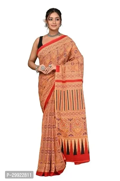 Elegant Multicoloured Cotton Printed Ready To Wear Stitched Saree For Women-thumb0