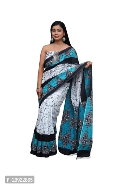 Elegant Multicoloured Cotton Printed Ready To Wear Stitched Saree For Women-thumb0