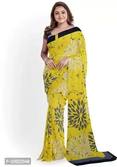 Elegant Multicoloured Cotton Printed Ready To Wear Stitched Saree For Women