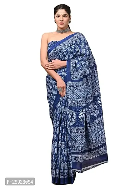 Elegant Multicoloured Cotton Printed Ready To Wear Stitched Saree For Women-thumb0