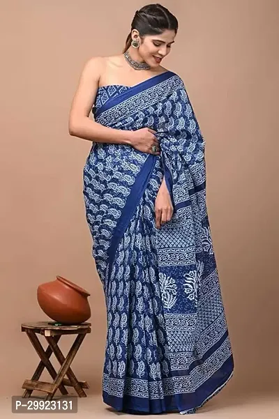 Elegant Multicoloured Cotton Printed Ready To Wear Stitched Saree For Women-thumb0