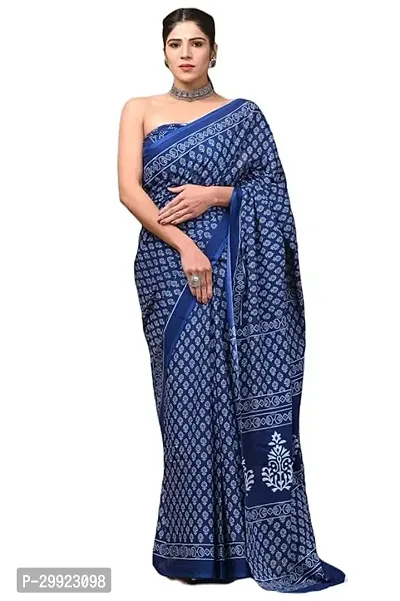 Elegant Multicoloured Cotton Printed Ready To Wear Stitched Saree For Women