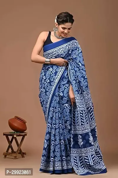 Elegant Multicoloured Cotton Printed Ready To Wear Stitched Saree For Women-thumb0