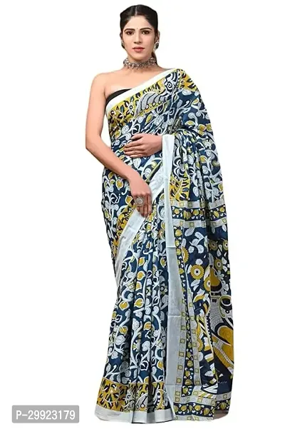 Elegant Multicoloured Cotton Printed Ready To Wear Stitched Saree For Women-thumb0