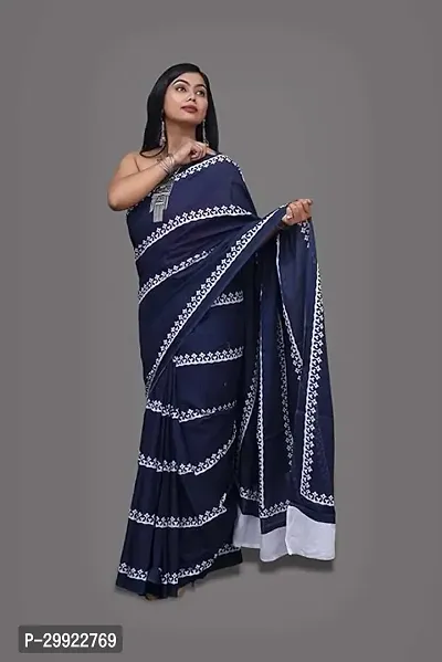 Elegant Multicoloured Cotton Printed Ready To Wear Stitched Saree For Women