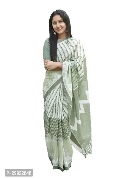 Elegant Multicoloured Cotton Printed Ready To Wear Stitched Saree For Women-thumb0