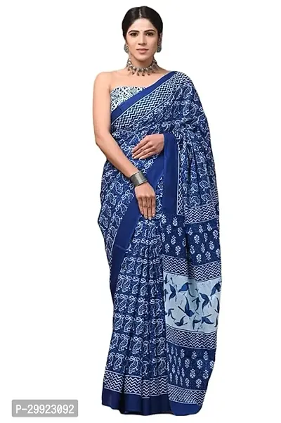 Elegant Multicoloured Cotton Printed Ready To Wear Stitched Saree For Women-thumb0