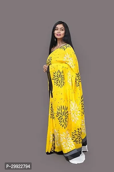 Elegant Multicoloured Cotton Printed Ready To Wear Stitched Saree For Women