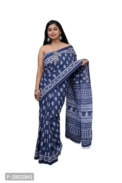 Elegant Multicoloured Cotton Printed Ready To Wear Stitched Saree For Women-thumb0