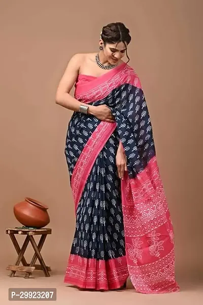 Elegant Multicoloured Cotton Printed Ready To Wear Stitched Saree For Women-thumb0