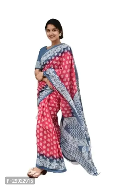 Elegant Multicoloured Cotton Printed Ready To Wear Stitched Saree For Women