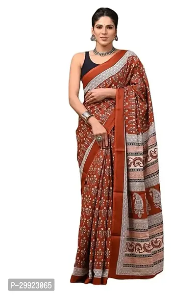 Elegant Multicoloured Cotton Printed Ready To Wear Stitched Saree For Women-thumb0