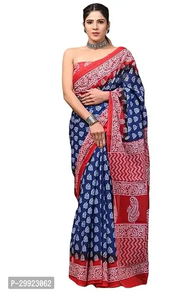 Elegant Multicoloured Cotton Printed Ready To Wear Stitched Saree For Women-thumb0