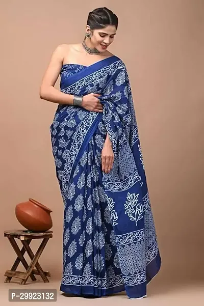 Elegant Multicoloured Cotton Printed Ready To Wear Stitched Saree For Women