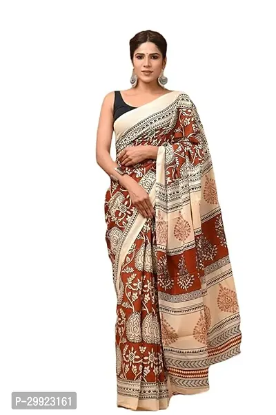 Elegant Multicoloured Cotton Printed Ready To Wear Stitched Saree For Women