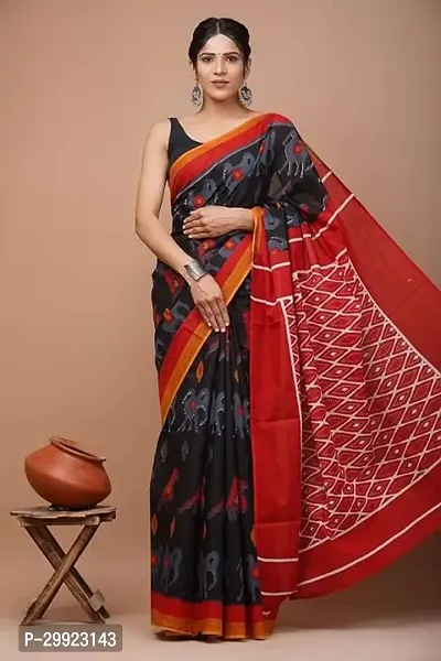 Elegant Multicoloured Cotton Printed Ready To Wear Stitched Saree For Women-thumb0