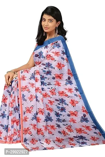 Elegant Multicoloured Cotton Printed Ready To Wear Stitched Saree For Women