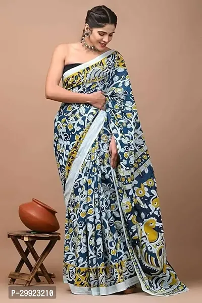 Elegant Multicoloured Cotton Printed Ready To Wear Stitched Saree For Women-thumb0