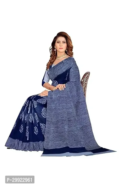 Elegant Multicoloured Cotton Printed Ready To Wear Stitched Saree For Women